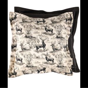 Elegant Black and Cream Deer Print Pillowcase